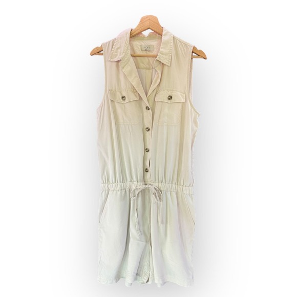 LOFT Pants - Loft Outlet Ivory Sleeveless Romper w/ Drawstring Waist | Sz M [A43]